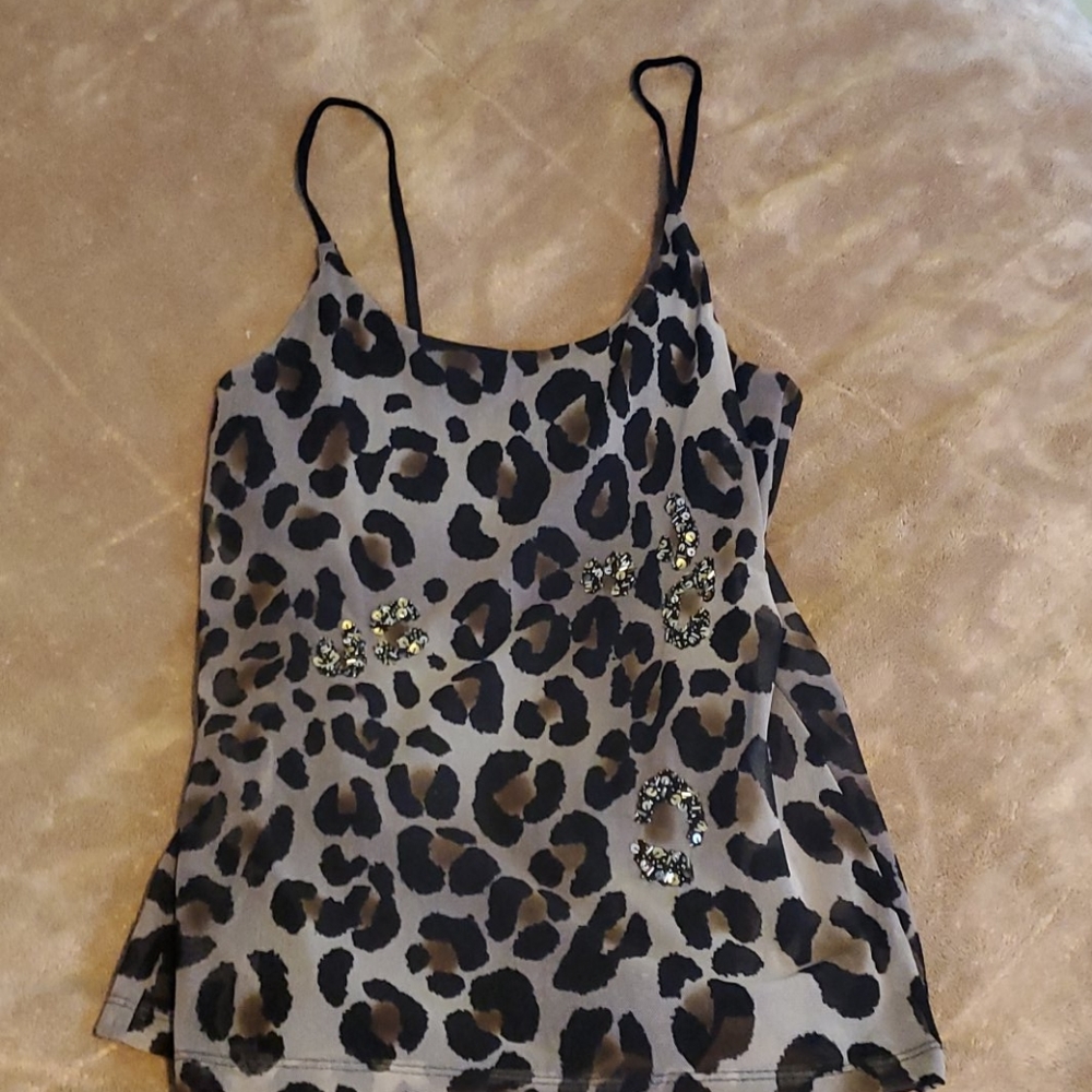 Old Navy Spaghetti Strap Tank Top Leopard Medium